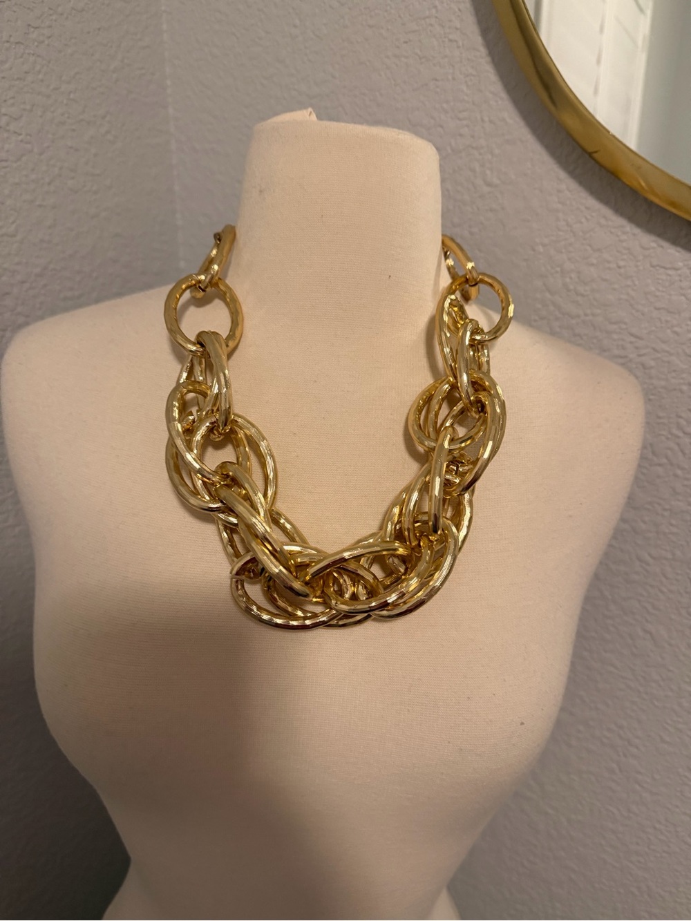 Shiny Gold Multi-Link Statement Necklace
